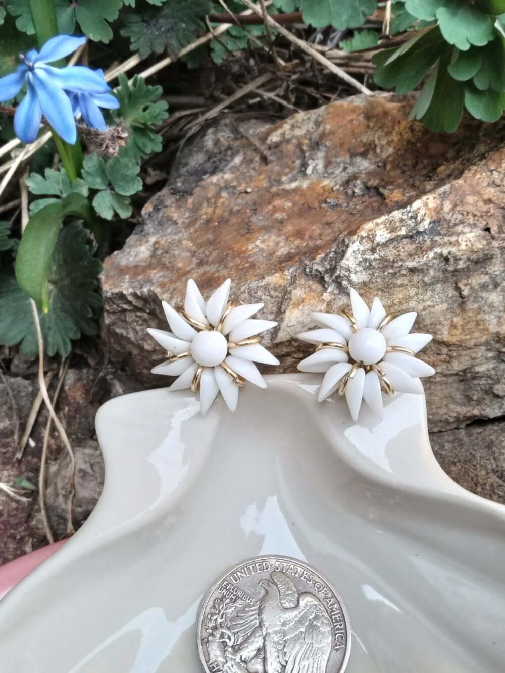 1950's/60's West German Milk Glass Earrings